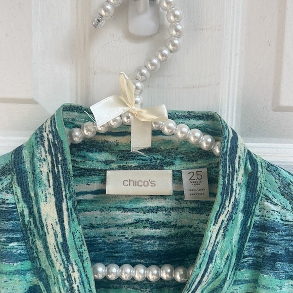 Chicos 100% Linen Ziggy Galinda Open Front Jacket - Picture 3 of 8